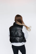 Trav Faux Leather Vest // BLACK