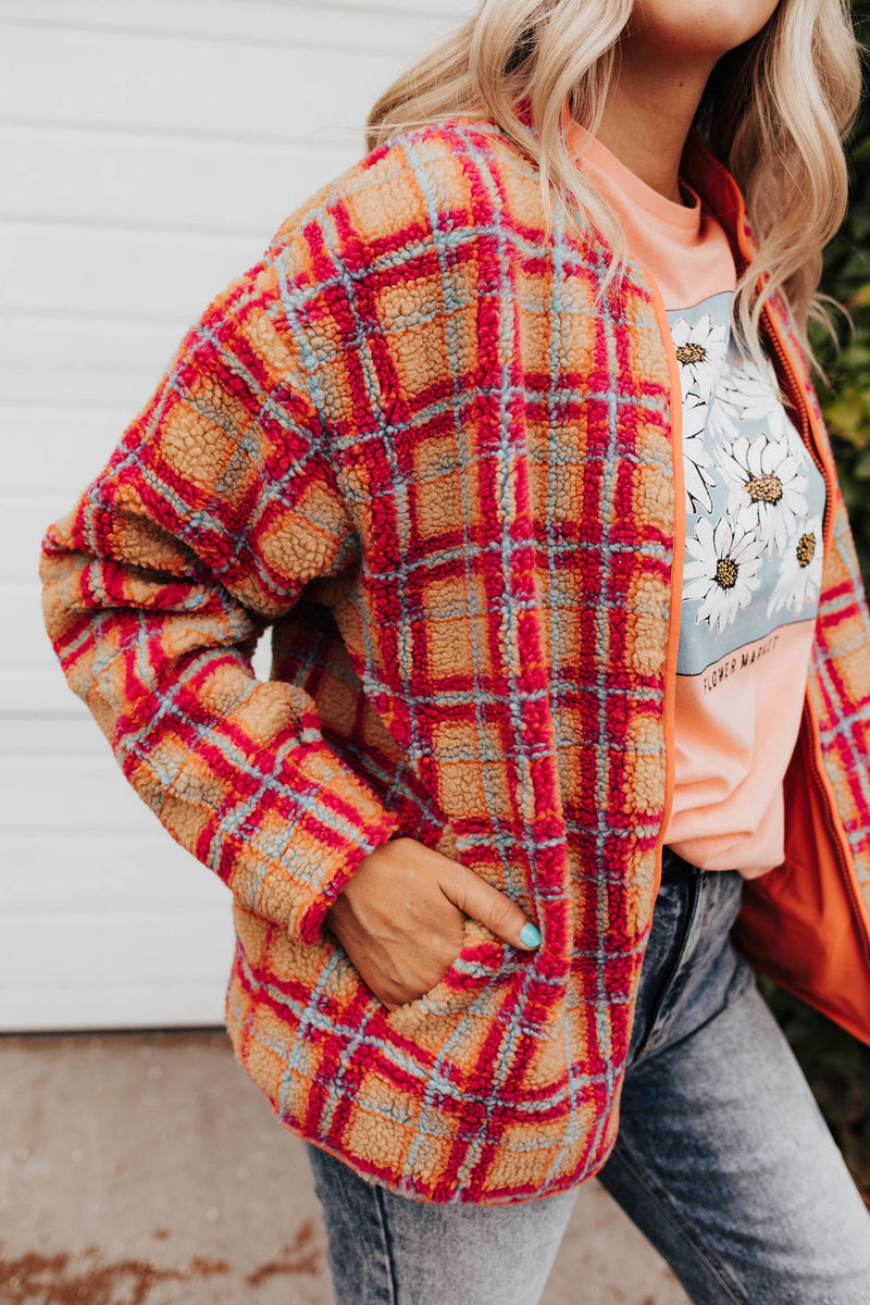 Kirsten Plaid Sherpa Zipper Jacket